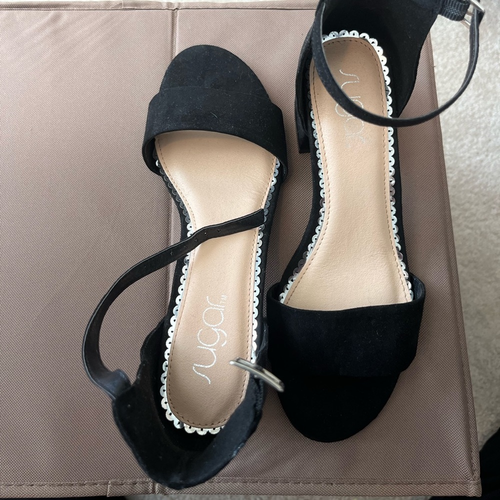 Sugar black suede heels, size 6.5, NEW - Picture 2 of 5